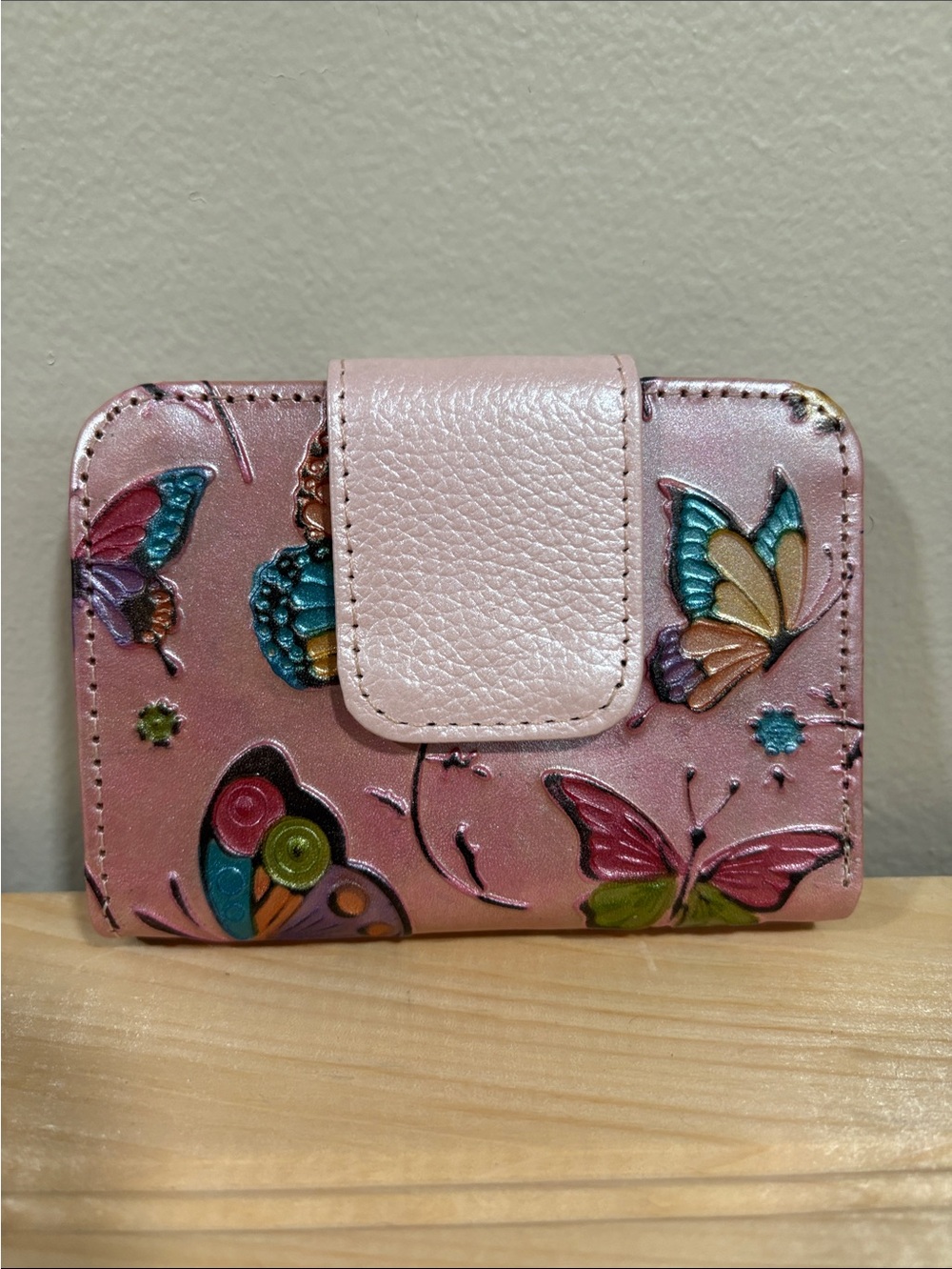 Pink Butterfly Embossed Wallet - Women